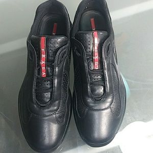 Men's black and red Prada sneakers